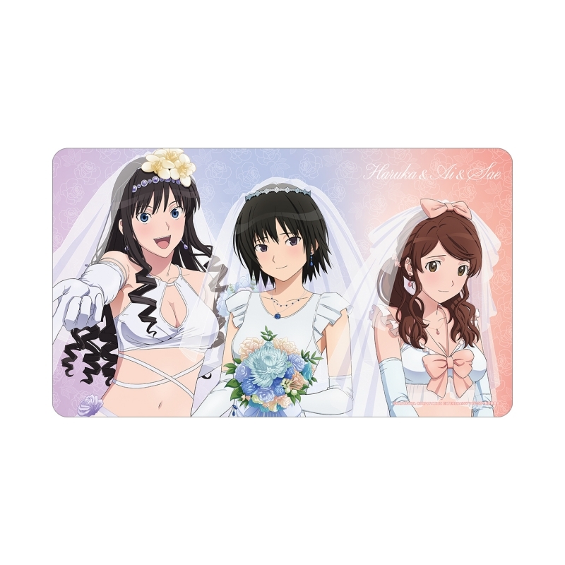 【グッズ-デスクマット】アマガミSS+plus 描き下ろし 中多紗江&七咲 逢&森島はるか ウェディング水着ver. マルチデスクマット