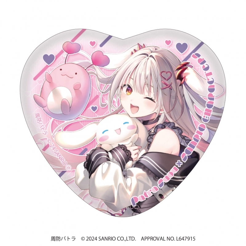 【グッズ-バッチ】周防パトラ×サンリオキャラクターズ ハート型缶バッジ 01/ブラインド(全5種)(コラボイラスト) サブ画像2