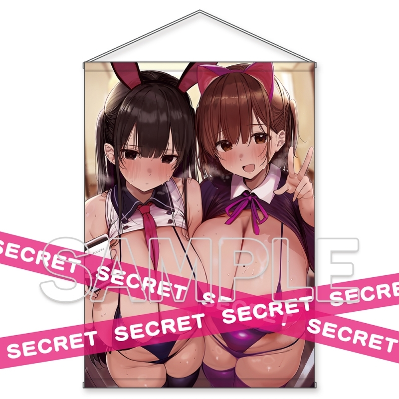 【グッズ-タペストリー】電撃おとなの萌王Vol.14誌上通販 ろうか描き下ろし デカ乳姉妹‘’猫耳&バニー”いいなりコスプレ X-RATEDタペストリー B1