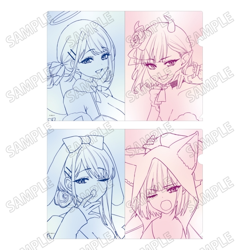 【グッズ-クリアファイル】志乃と恋 描き下ろし線画クリアファイルセット