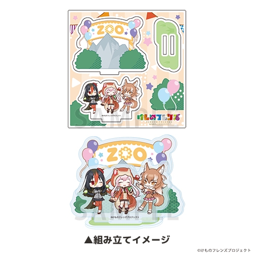 【グッズ-スタンドポップ】けものフレンズ アクリルスタンドプレート 01/タイパン＆ニホンオオカミ＆ヤンバルクイナ(POP Artイラスト)【催事商品】