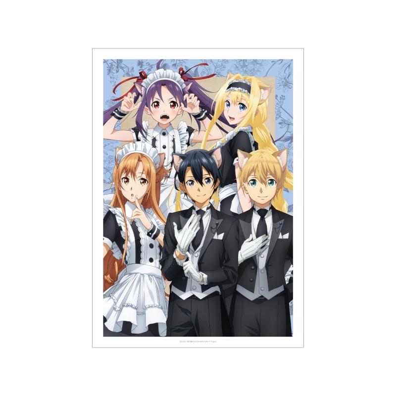 【グッズ-ポスター】ソードアート・オンライン 描き下ろし 集合 猫耳執事・メイドver. A3マット加工ポスター