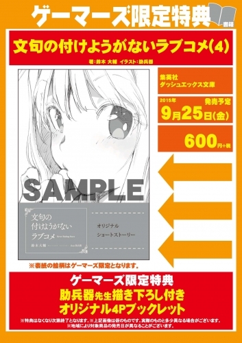 小説 文句の付けようがないラブコメ 4 ゲーマーズ 書籍商品の総合通販
