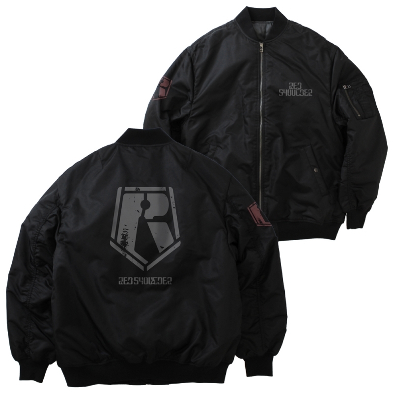 【グッズ-ウィンドブレーカー】装甲騎兵ボトムズ レッドショルダー MA-1ジャケット BLACK-XL
