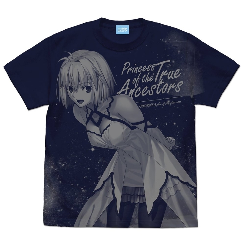 【グッズ-Tシャツ】月姫 -A piece of blue glass moon- アルクェイド・ブリュンスタッド 耐熱ドレスVer. オールプリントTシャツ/NAVY-XL