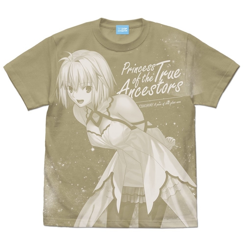 【グッズ-Tシャツ】月姫 -A piece of blue glass moon- アルクェイド・ブリュンスタッド 耐熱ドレスVer. オールプリントTシャツ/SAND KHAKI-L